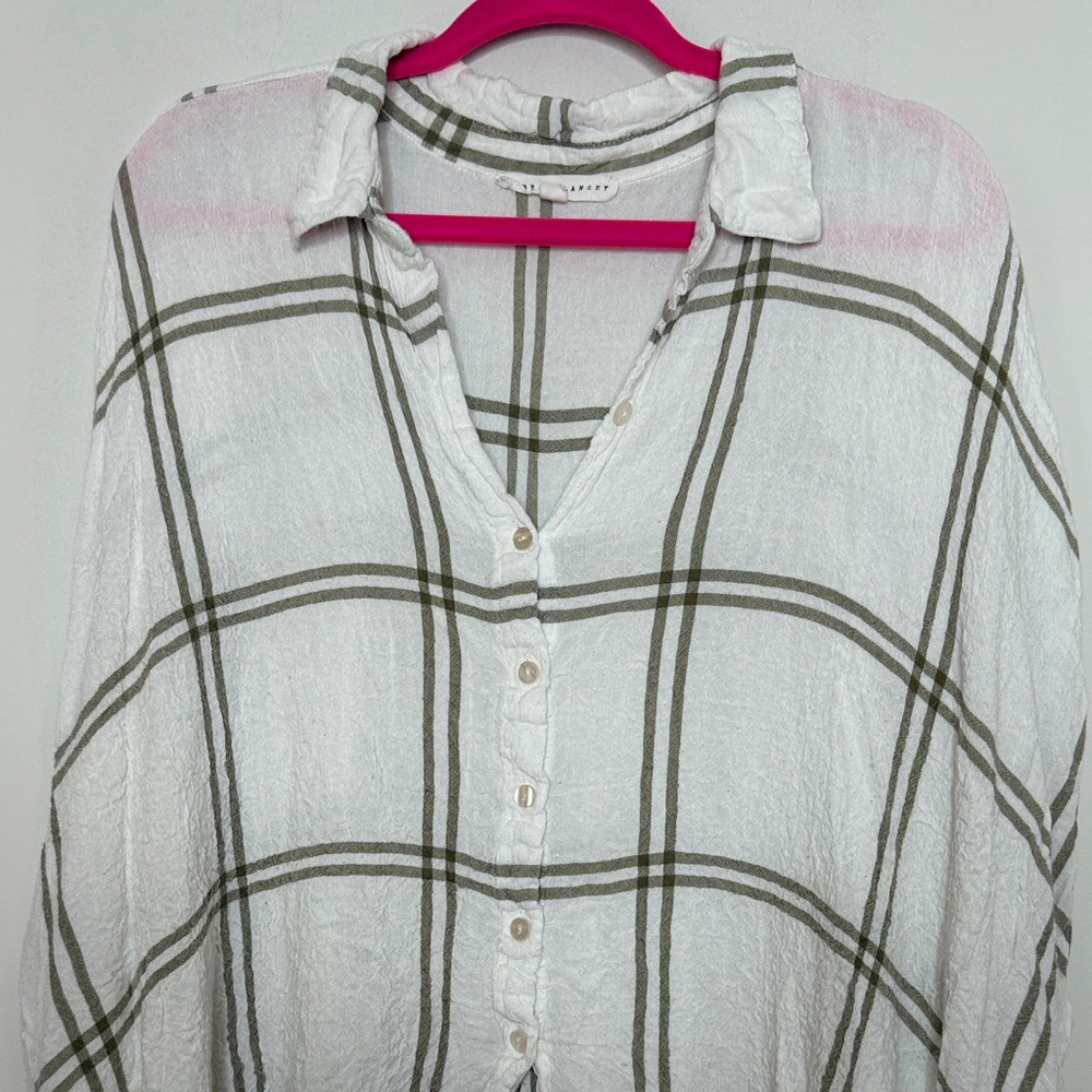 Jane and Delancey White and Green Plaid Button-Down Shirt - Picture 3 of 8